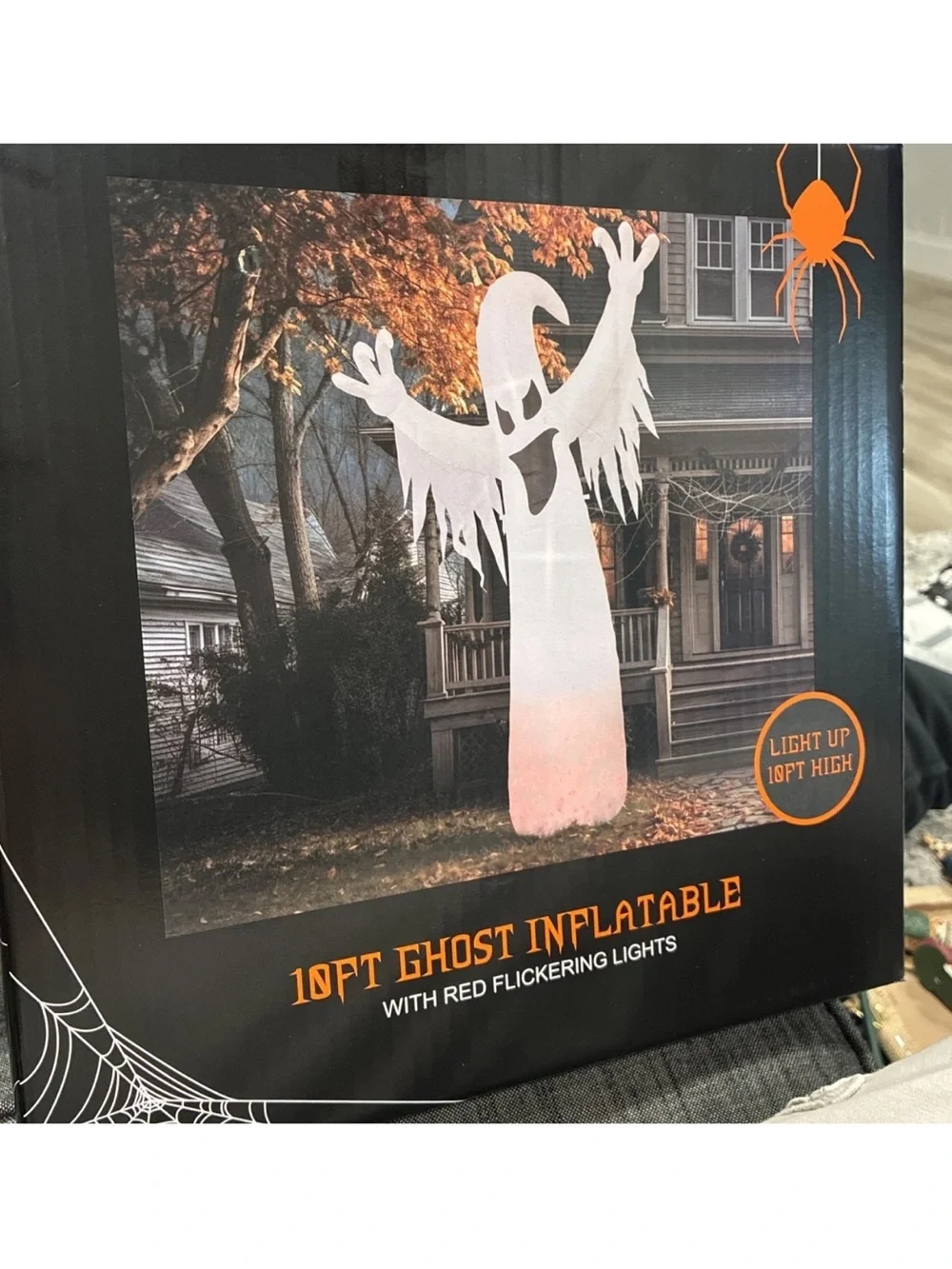 10ft White Ghost Inflatable with Red Flickering Lights - Halloween Decoration